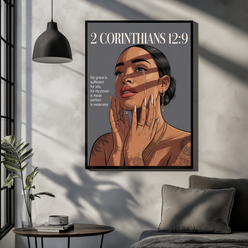 2 Corinthians 12:9 – My Grace Is Sufficient Christian Wall Art Print