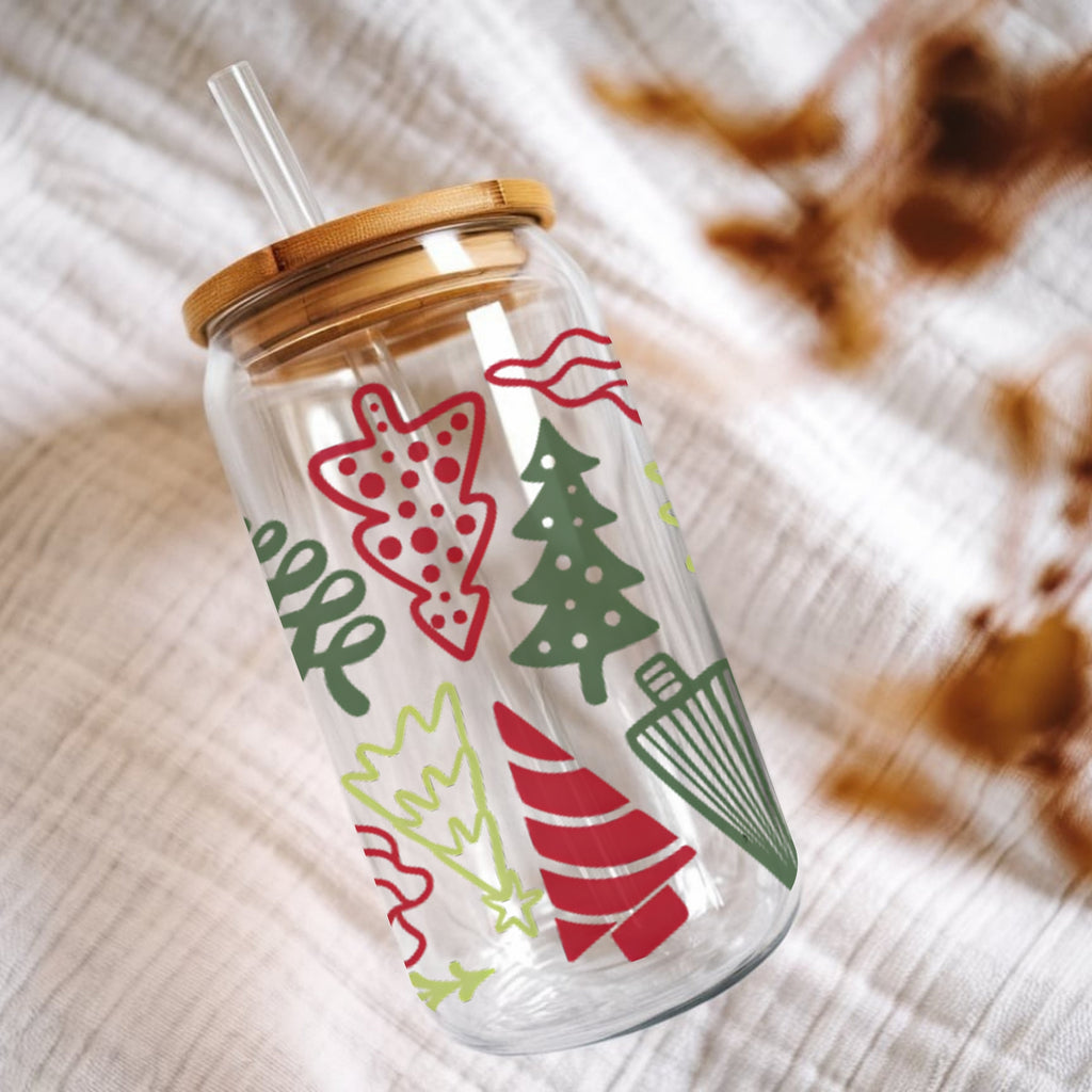 Christmas Trees Cup With Lid And Straw