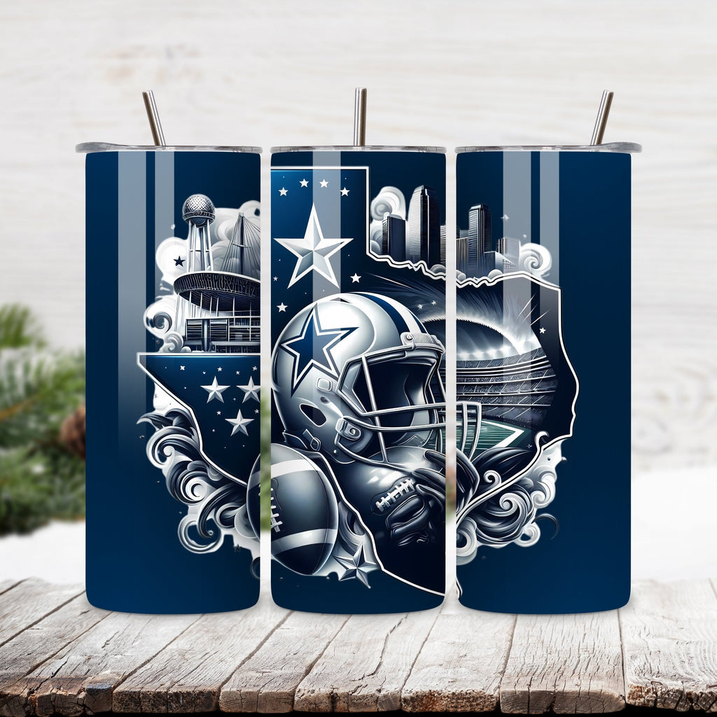 Dallas Cowboys Home Turf 20oz Stainless Steel Tumbler with Lid and Straw – Texas Skyline & AT&T Stadium