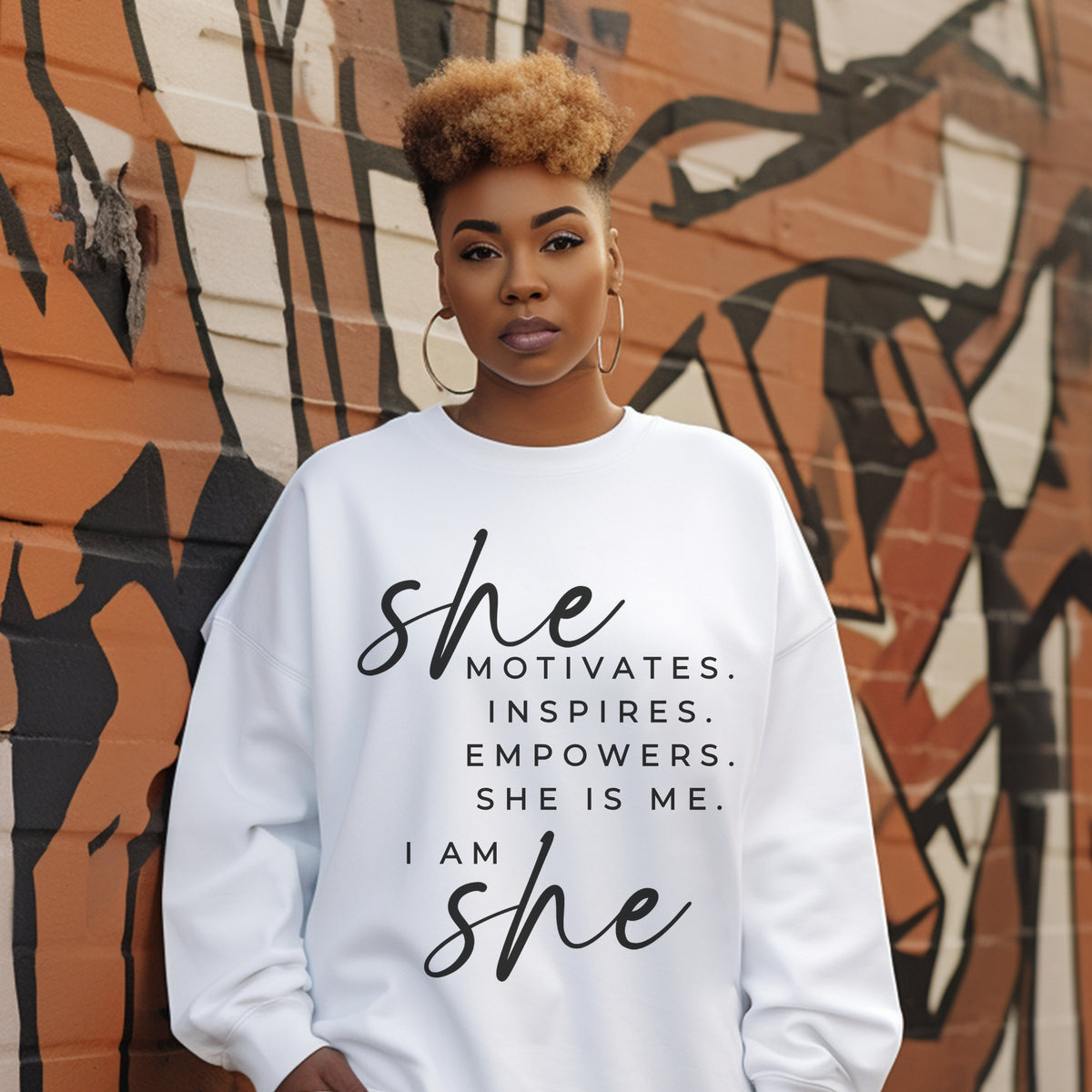 She Motivates Crewneck Sweatshirt