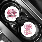 Howdy Pink Western Car Coaster Set (2-Pack) Car Coaster