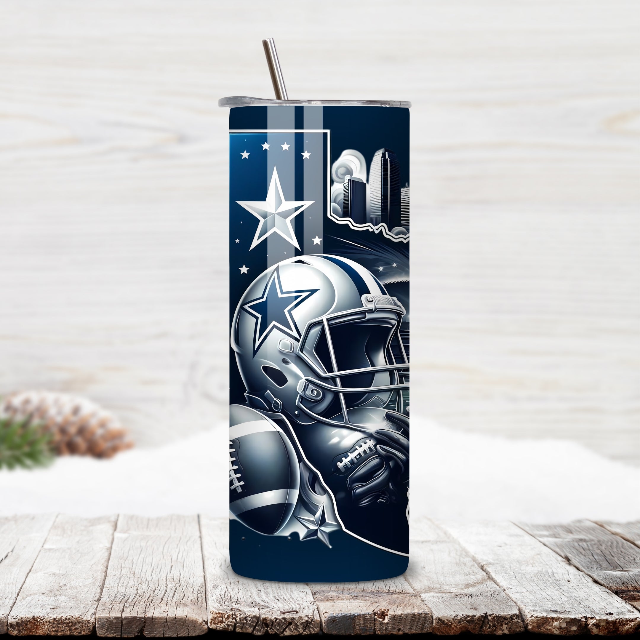 Dallas Cowboys Home Turf 20oz Stainless Steel Tumbler with Lid and Straw – Texas Skyline & AT&T Stadium