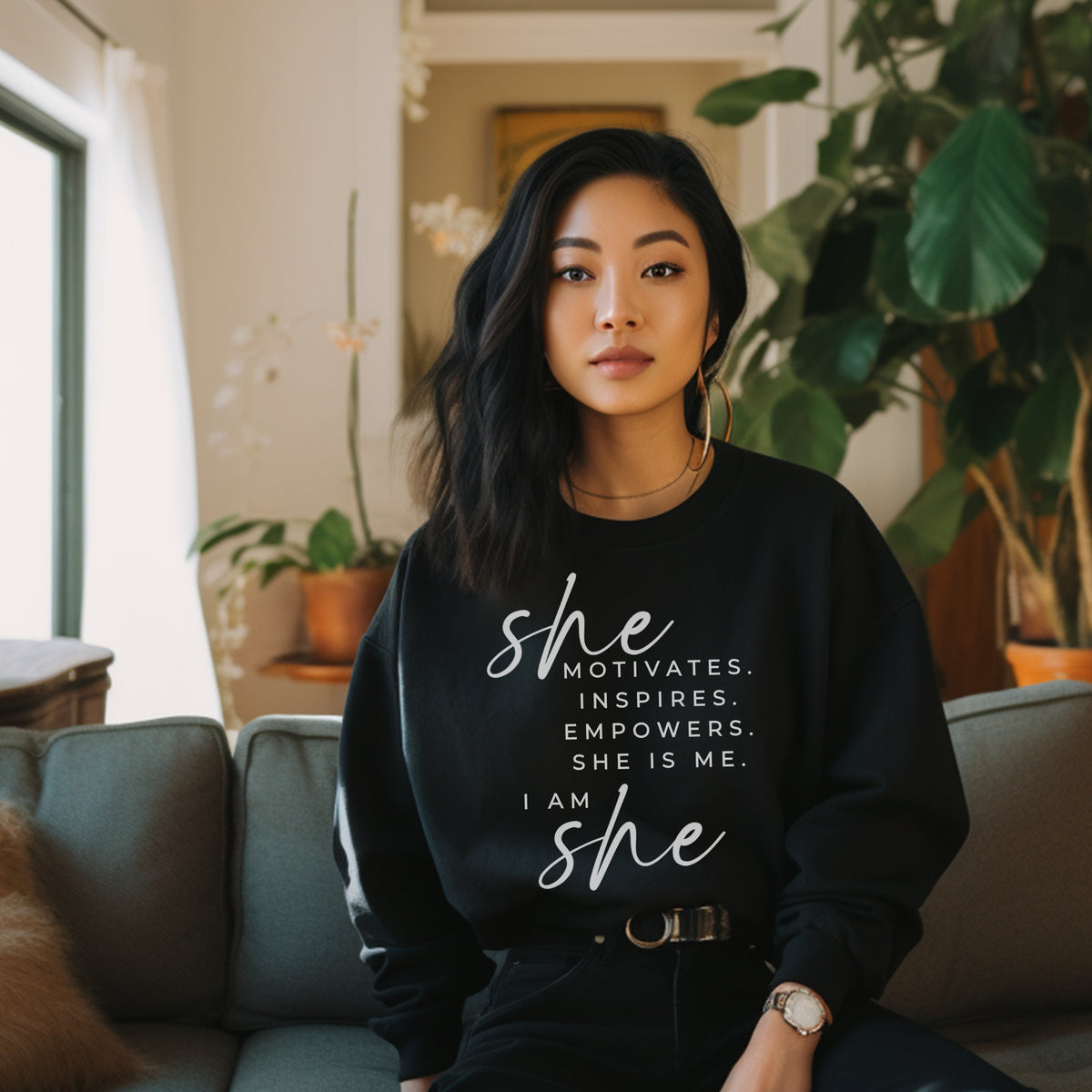 She Motivates Crewneck Sweatshirt