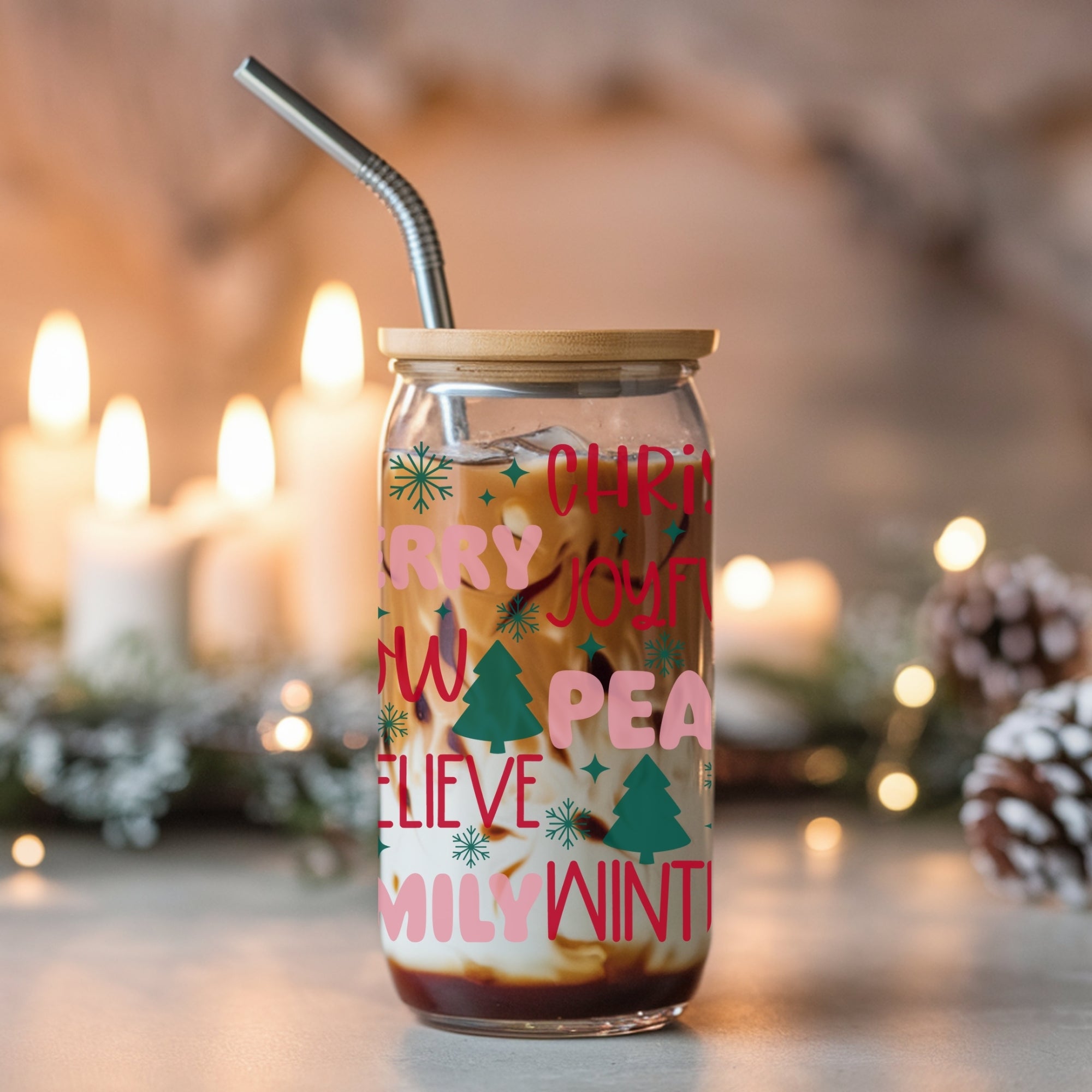 Merry Christmas Beer Glass Can Tumbler • Drinkware