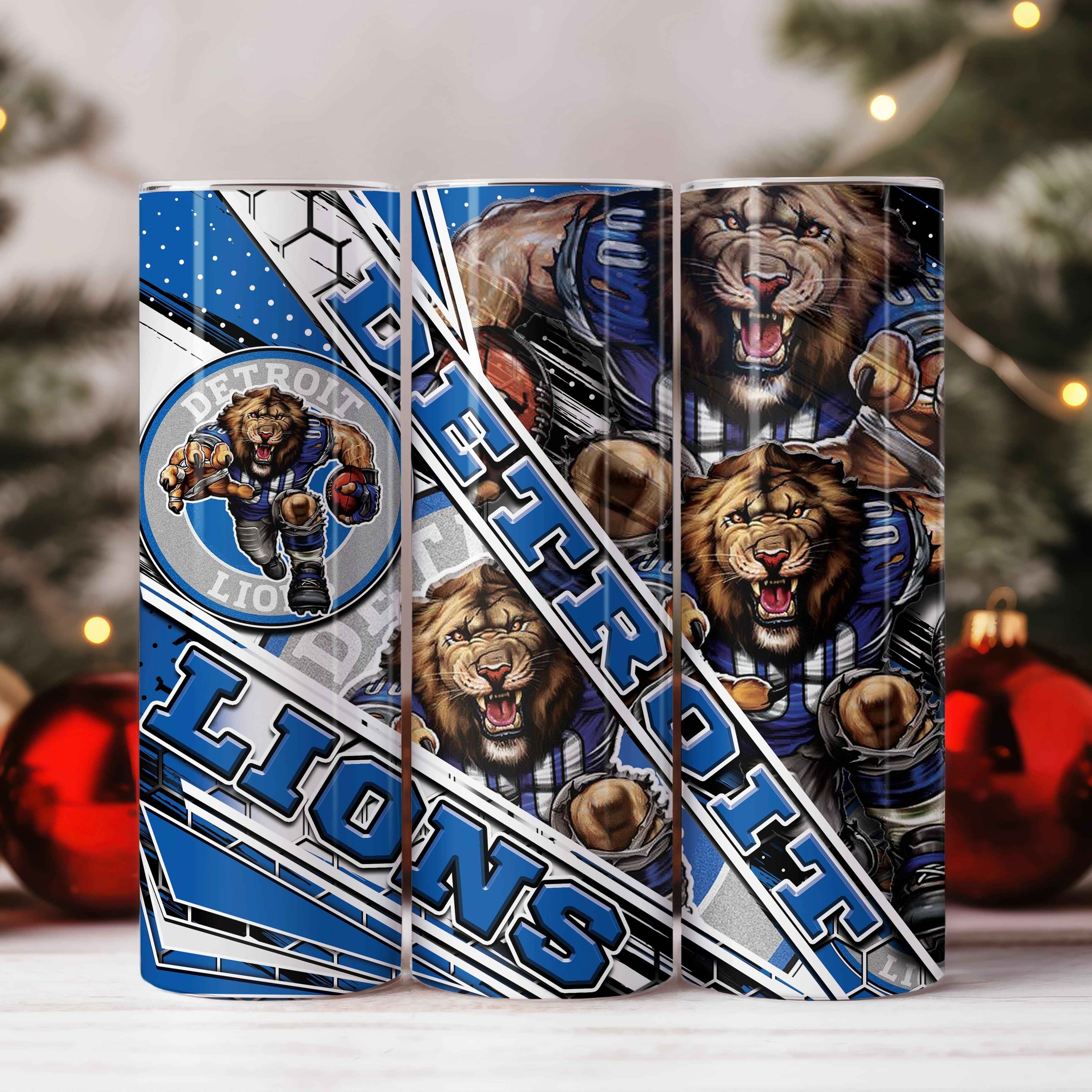 Detroit Lions Skinny Tumbler • 20 oz Stainless Steel • Drinkware Tumbler
