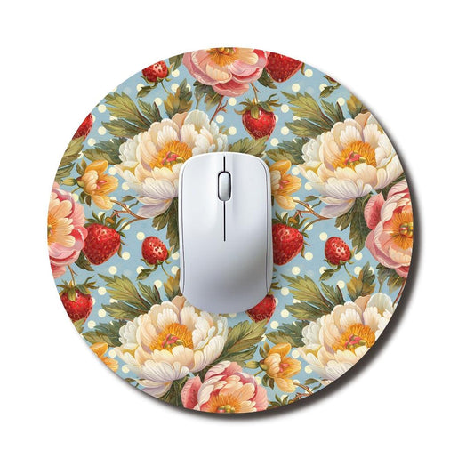 Strawberry Bush Round Mouse Pad