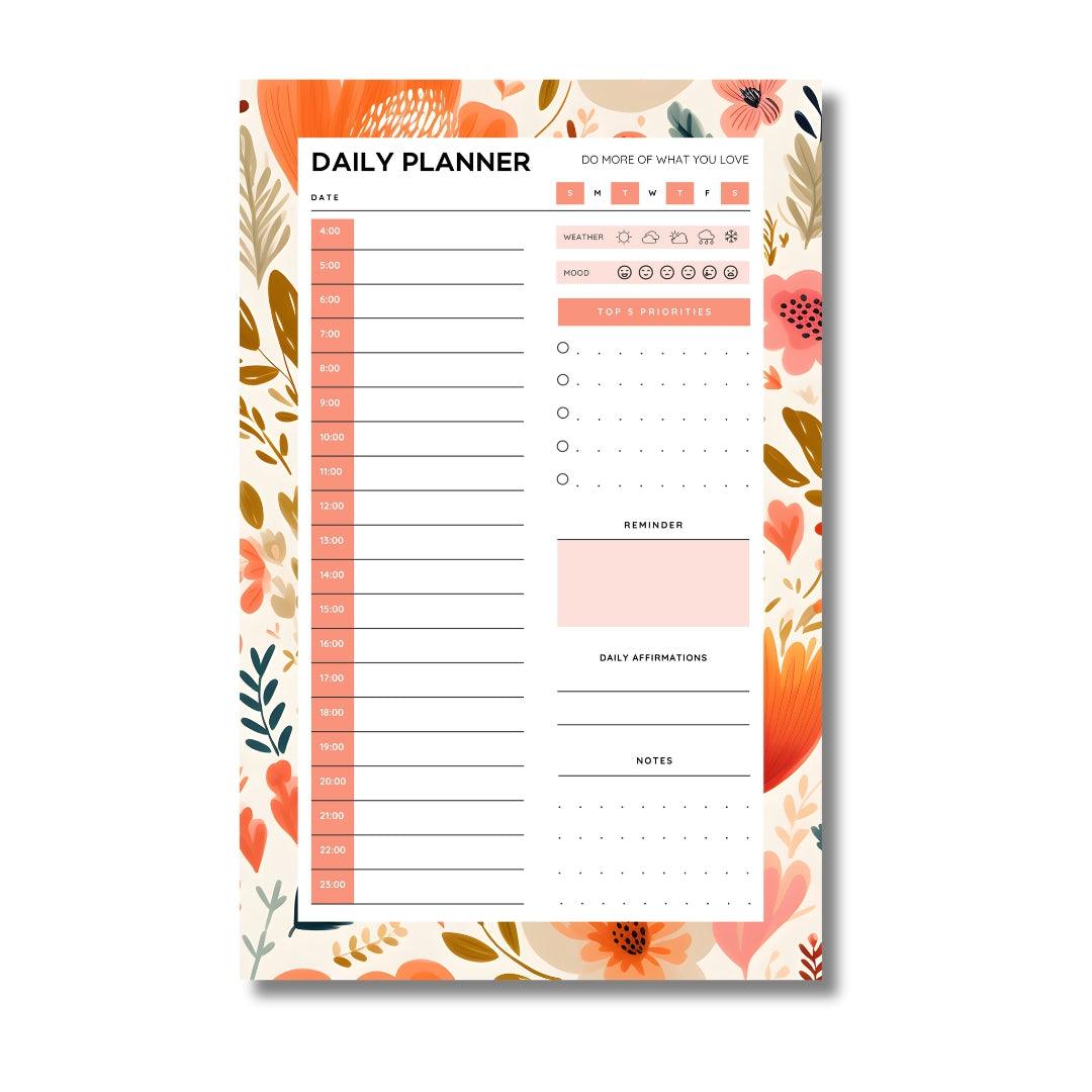 Floral Boho Desktop Daily Planner • 6 x 9"