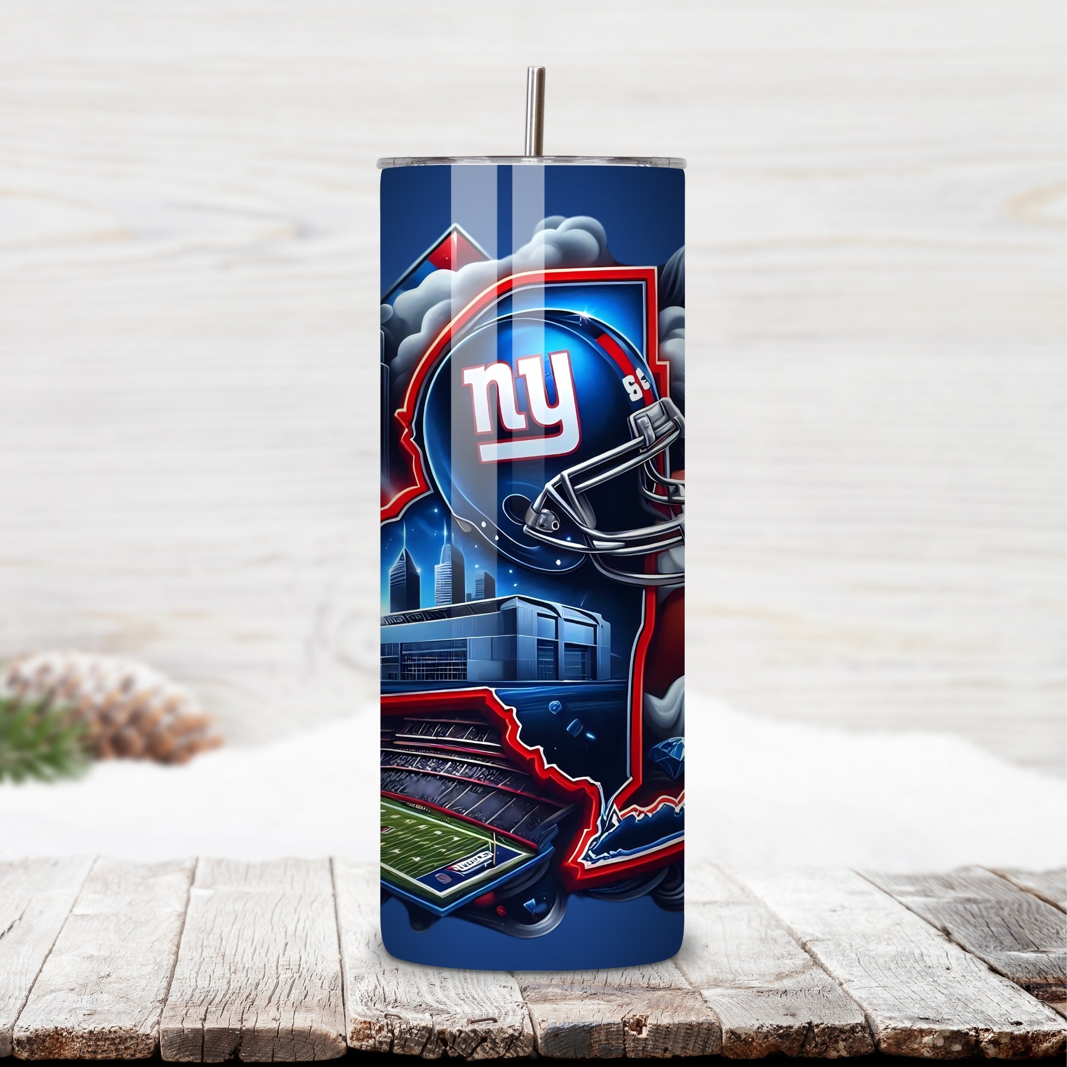 New York Giants Home Turf 20oz Stainless Steel Tumbler with Lid and Straw – New Jersey Skyline & MetLife Stadium