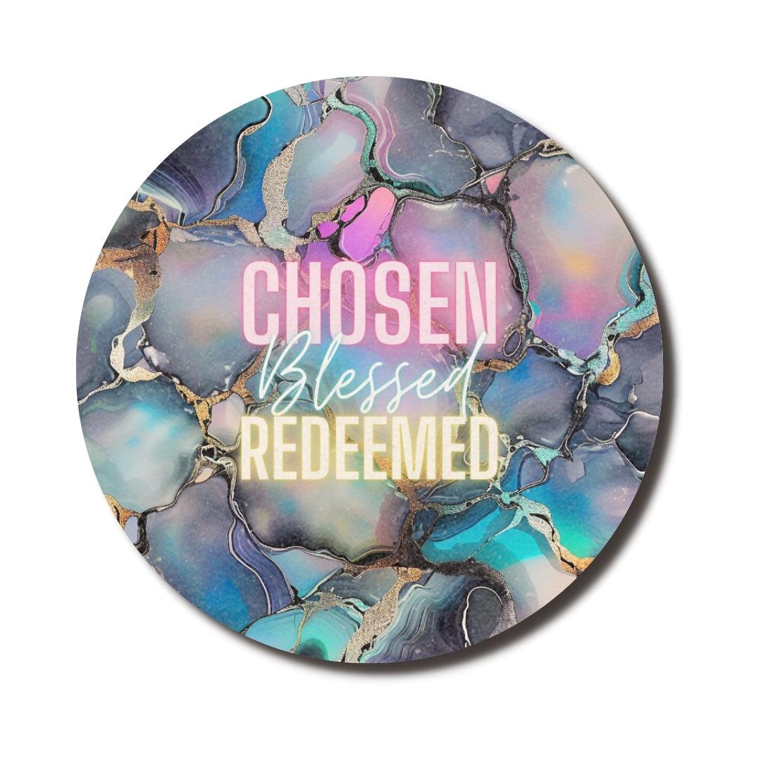 Chosen Blessed Redeemed Round Mouse Pad