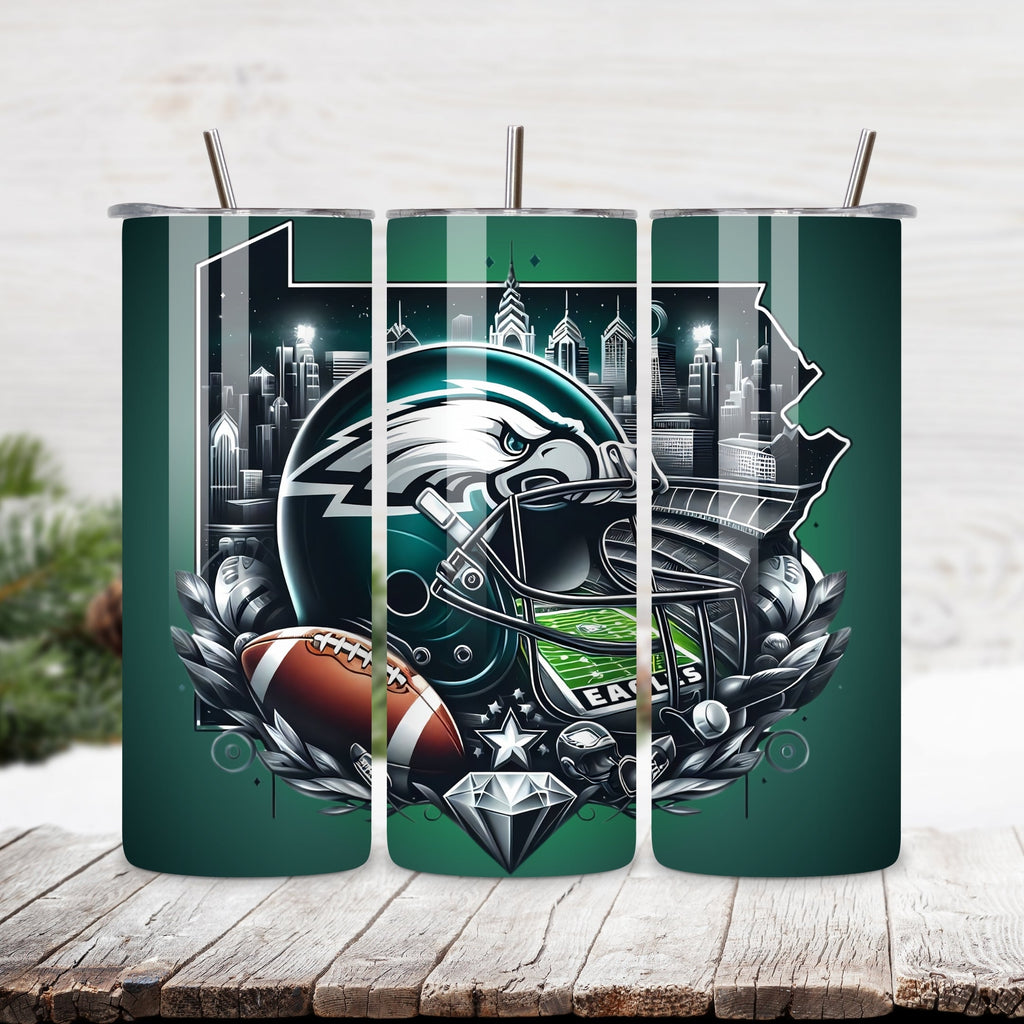 Philadelphia Eagles Home Turf 20oz Stainless Steel Tumbler with Lid and Straw – Pennsylvania Skyline & Lincoln Financial Field