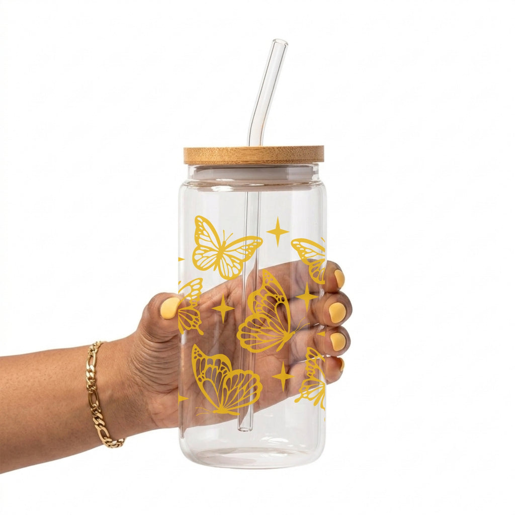 Butterfly Garden Glass Cup