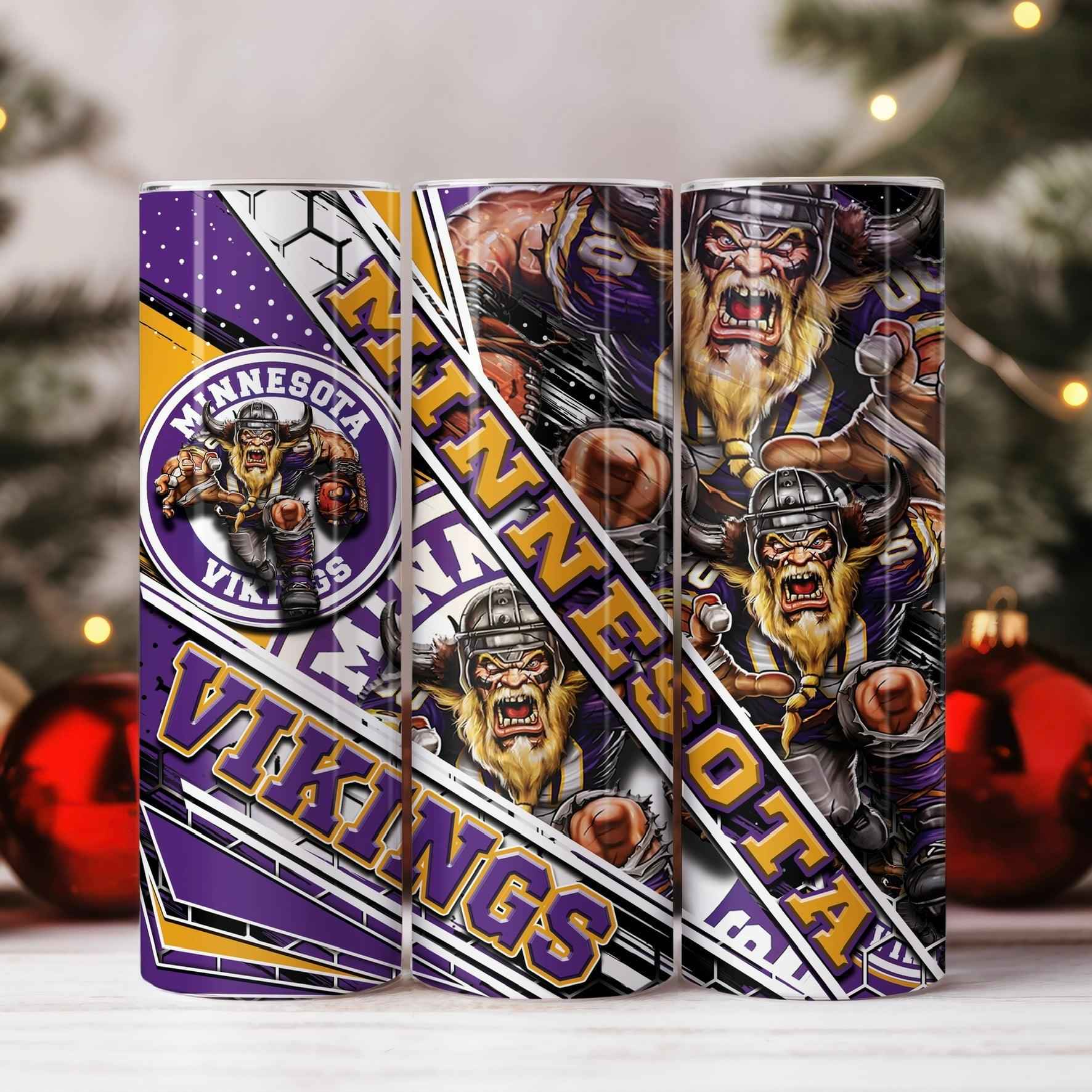 Minnesota Vikings Skinny Tumbler • 20 oz Stainless Steel • Drinkware Tumbler