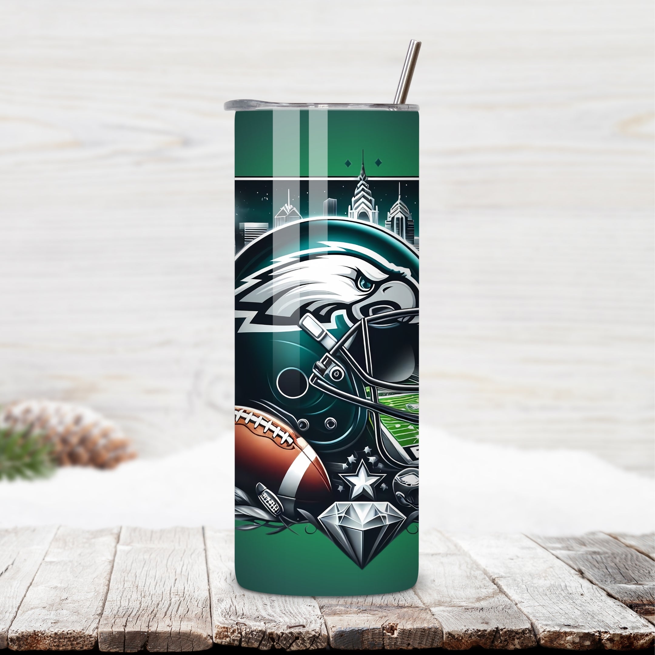 Philadelphia Eagles Home Turf 20oz Stainless Steel Tumbler with Lid and Straw – Pennsylvania Skyline & Lincoln Financial Field