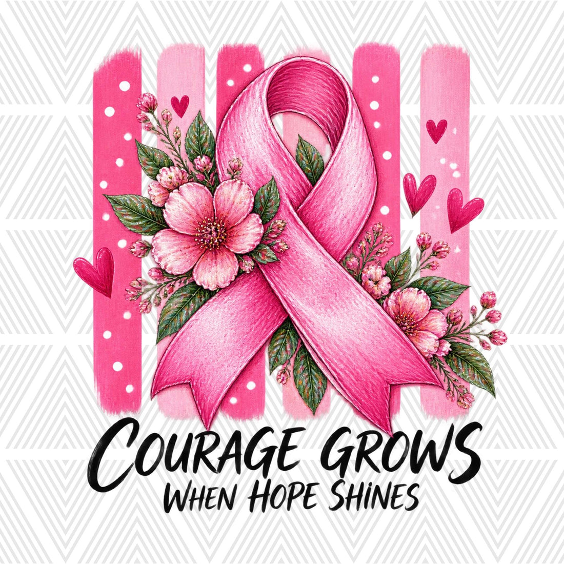 Courage Grows Pink Ribbon Glass Cup