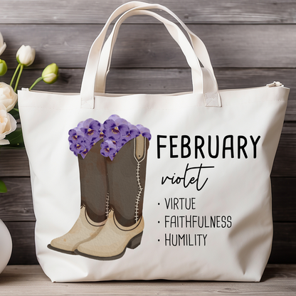 February Bloom & Boot Tote Bag