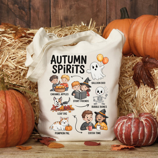 Autumn Spirits Tote Bag | Cozy Fall & Halloween Bag Tote Bag