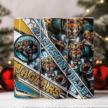 Jacksonville Jaguars Skinny Tumbler • 20 oz Stainless Steel • Drinkware Tumbler