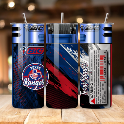 Texas Rangers Skinny Tumbler 20 oz • Baseball Fan Gift