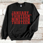 Vintage January Thirteenth Crewneck Pullover Sweatshirt Black Sweater