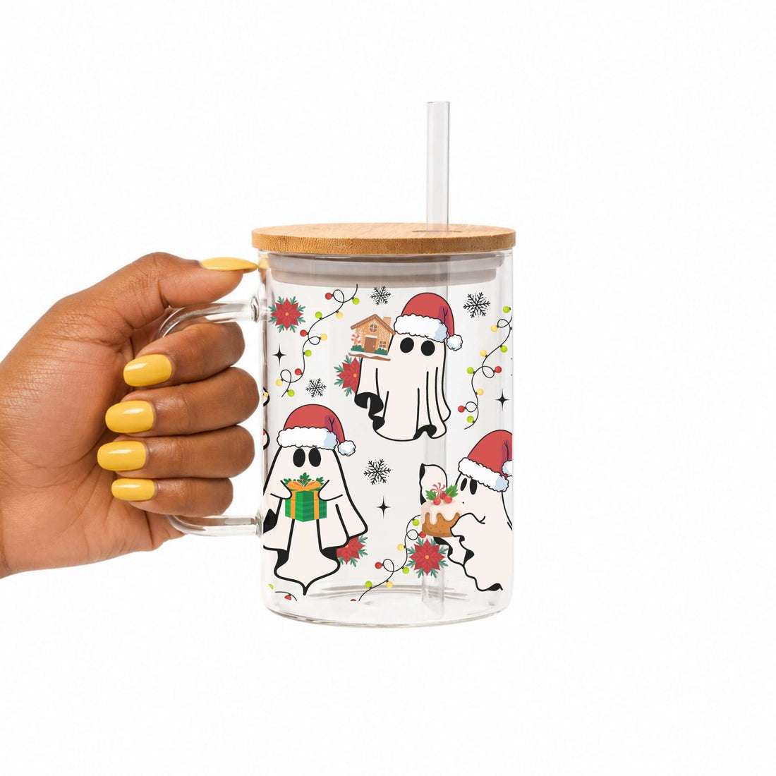 Santa Ghosts Glass Cup
