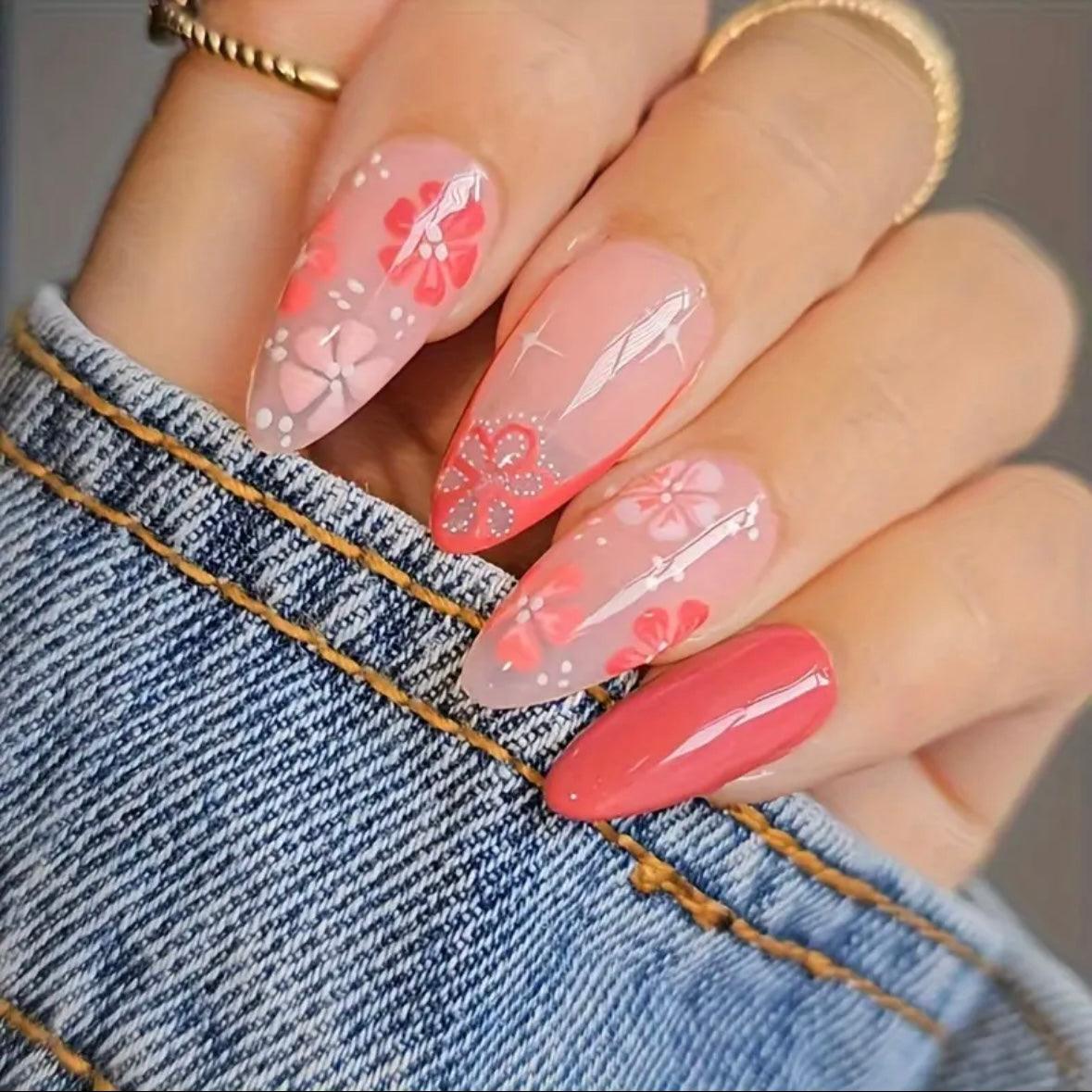 Coral Blossom Spring • Orange Nails • Press-on Nails