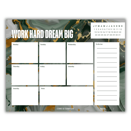 Work Hard Dream Big Weekly Desk Planner • 8.5 x 11"