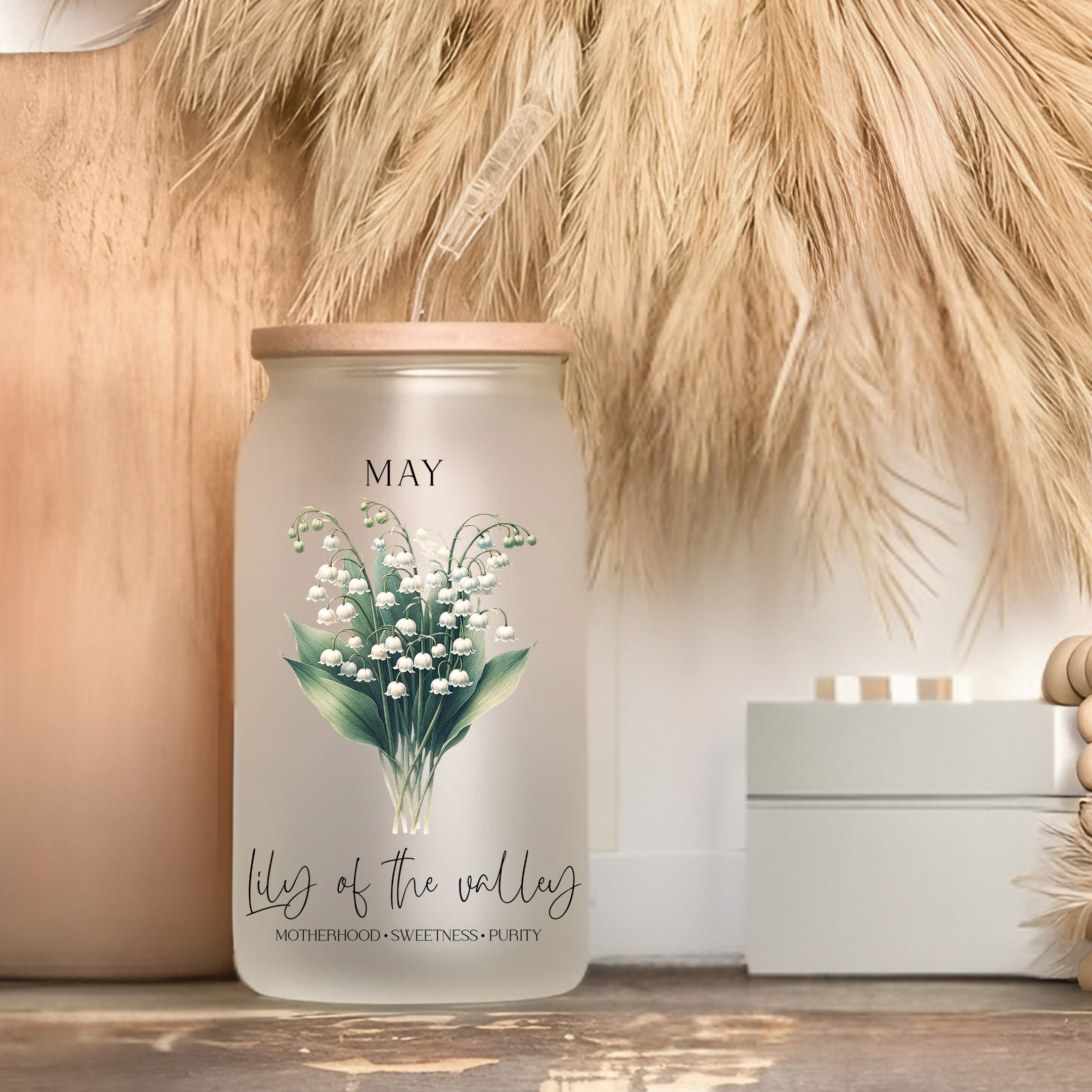 May Birth Flower Affirmation Glass Cup Glass Can Tumbler