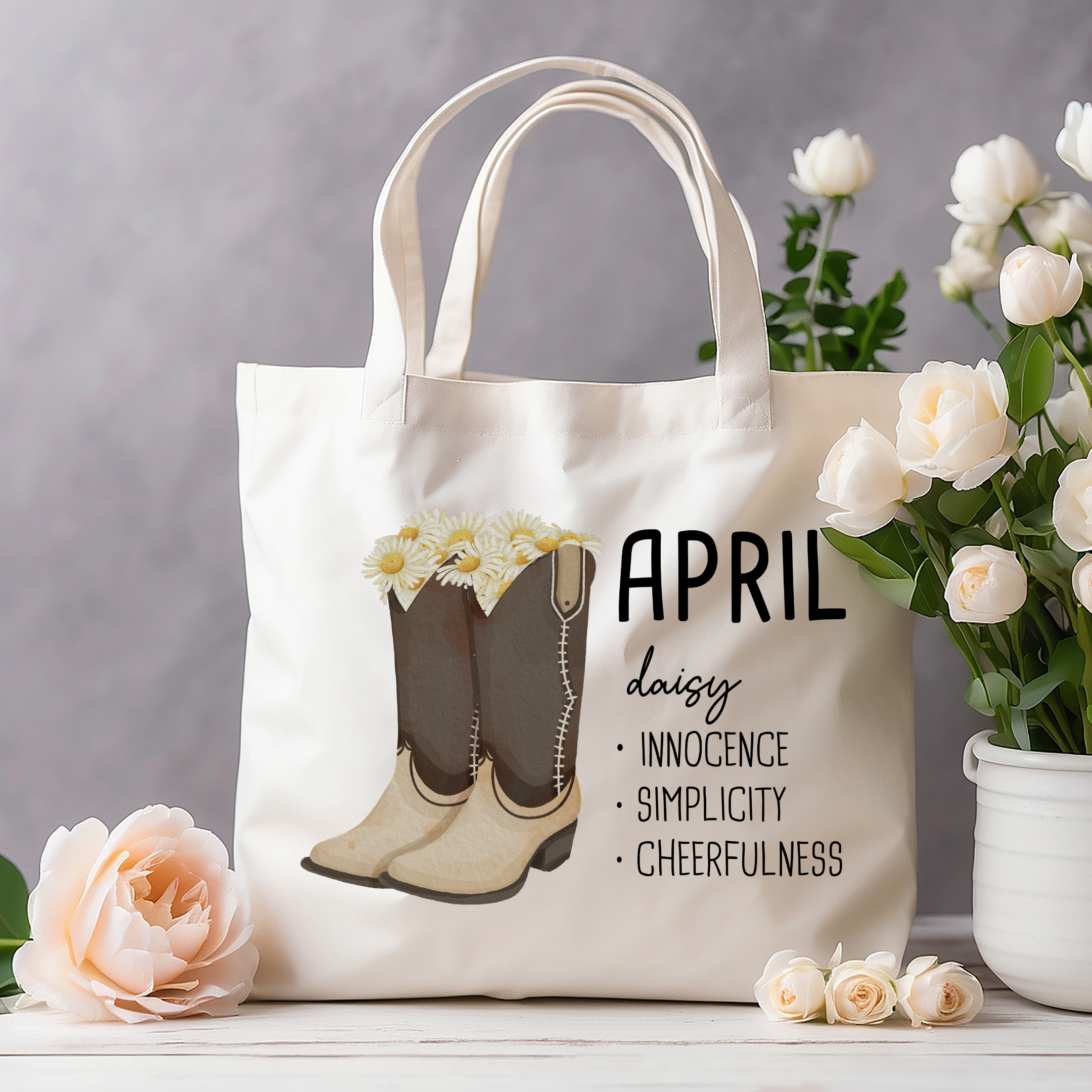 April Bloom & Boot Tote Bag Tote Bag