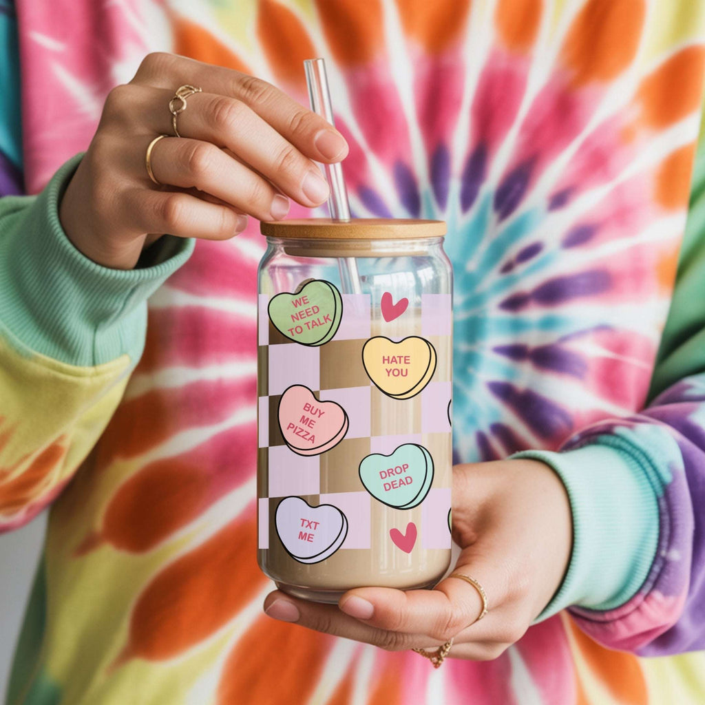 Candy Hearts Cup With Lid and Straw - CoRo & Company