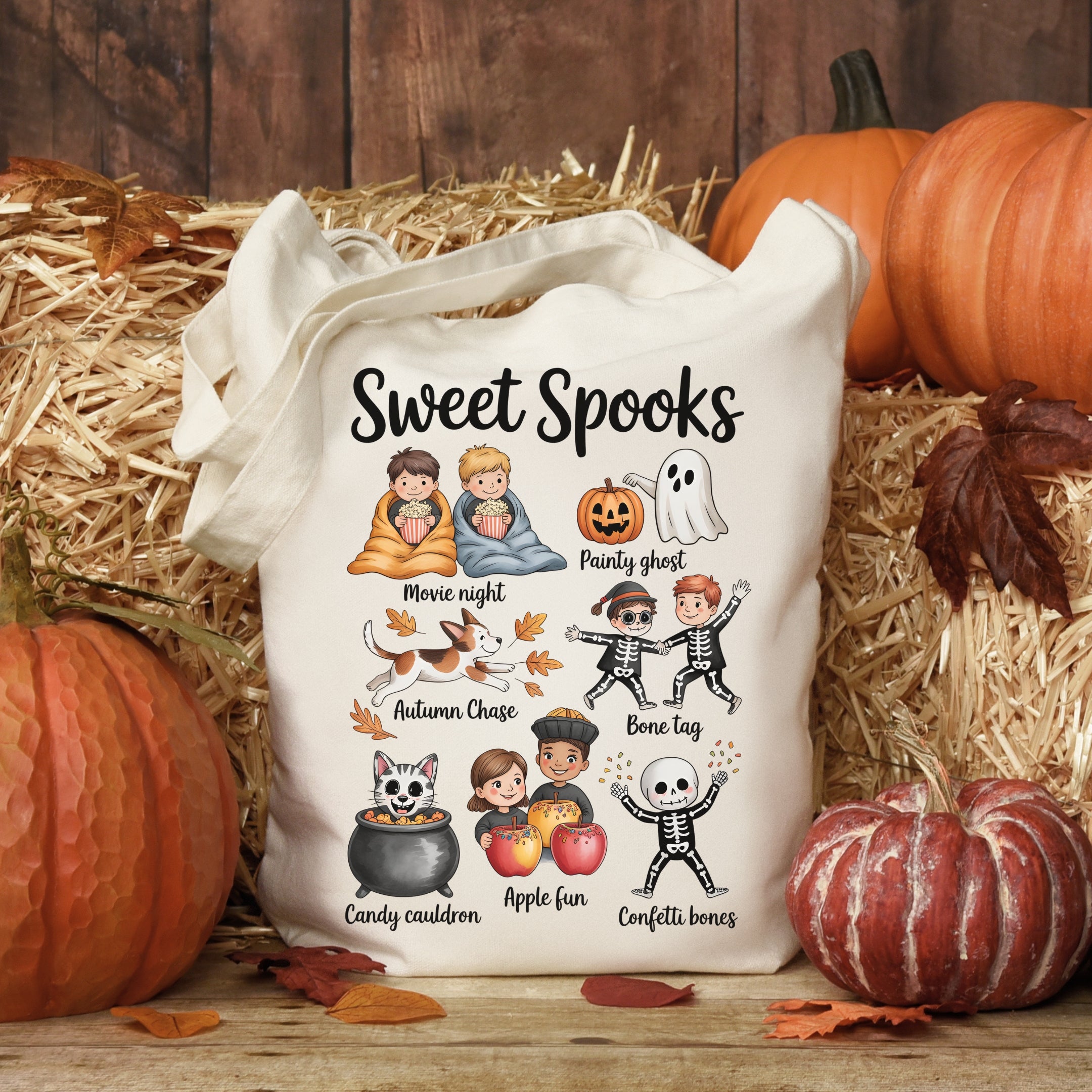 Sweet Spooks Tote Bag | Cozy Halloween Bag Tote Bag