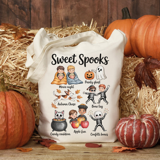 Sweet Spooks Tote Bag | Cozy Halloween Bag Tote Bag