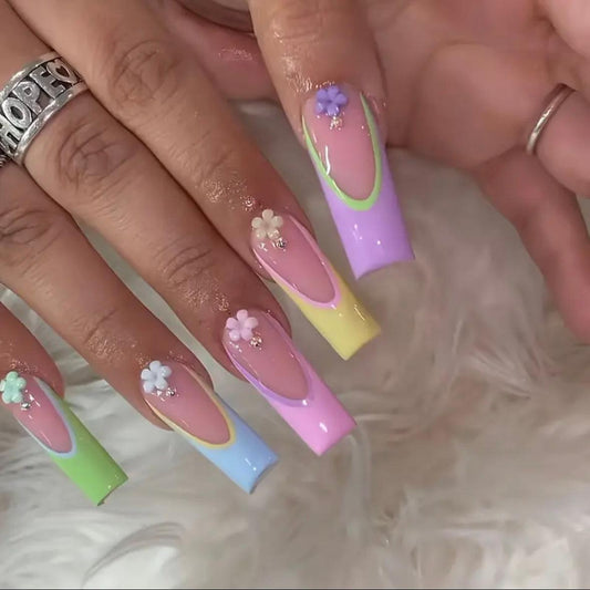 Springtime Elegance • Colorful Nails • Press-on Nails