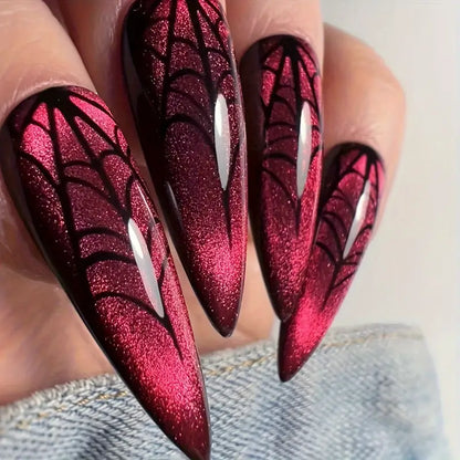 Crimson Web • Red Nails • Press-on Nails