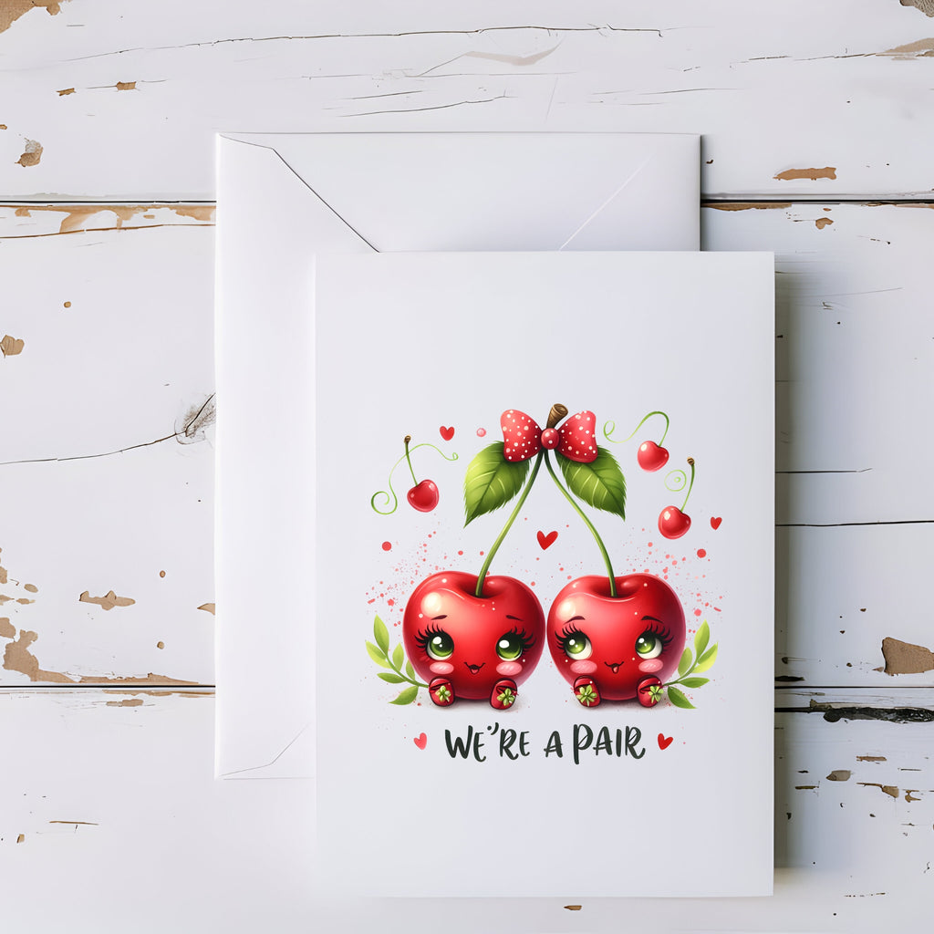 We’re a Pair Cute Cherry Love Greeting Card - 5x7" - CoRo & Company