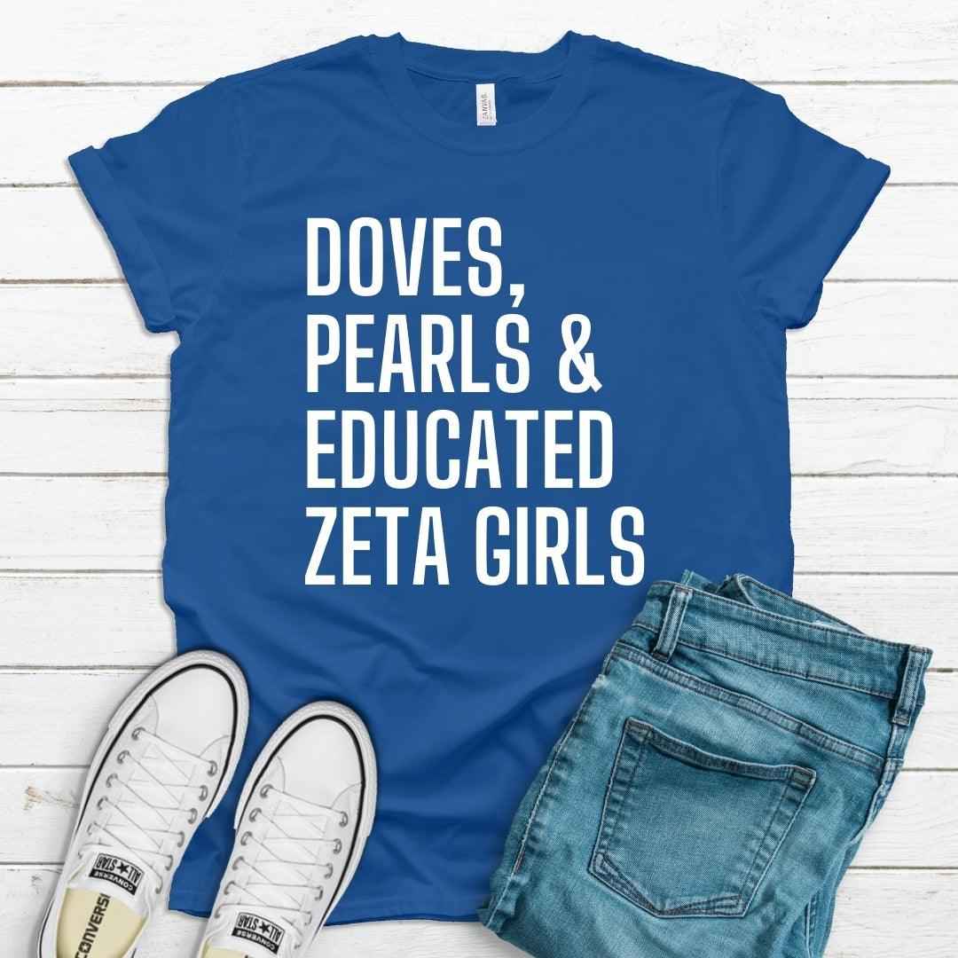 Doves + Pearls Unisex Sorority Tee • Crew Neck Blue T-Shirt