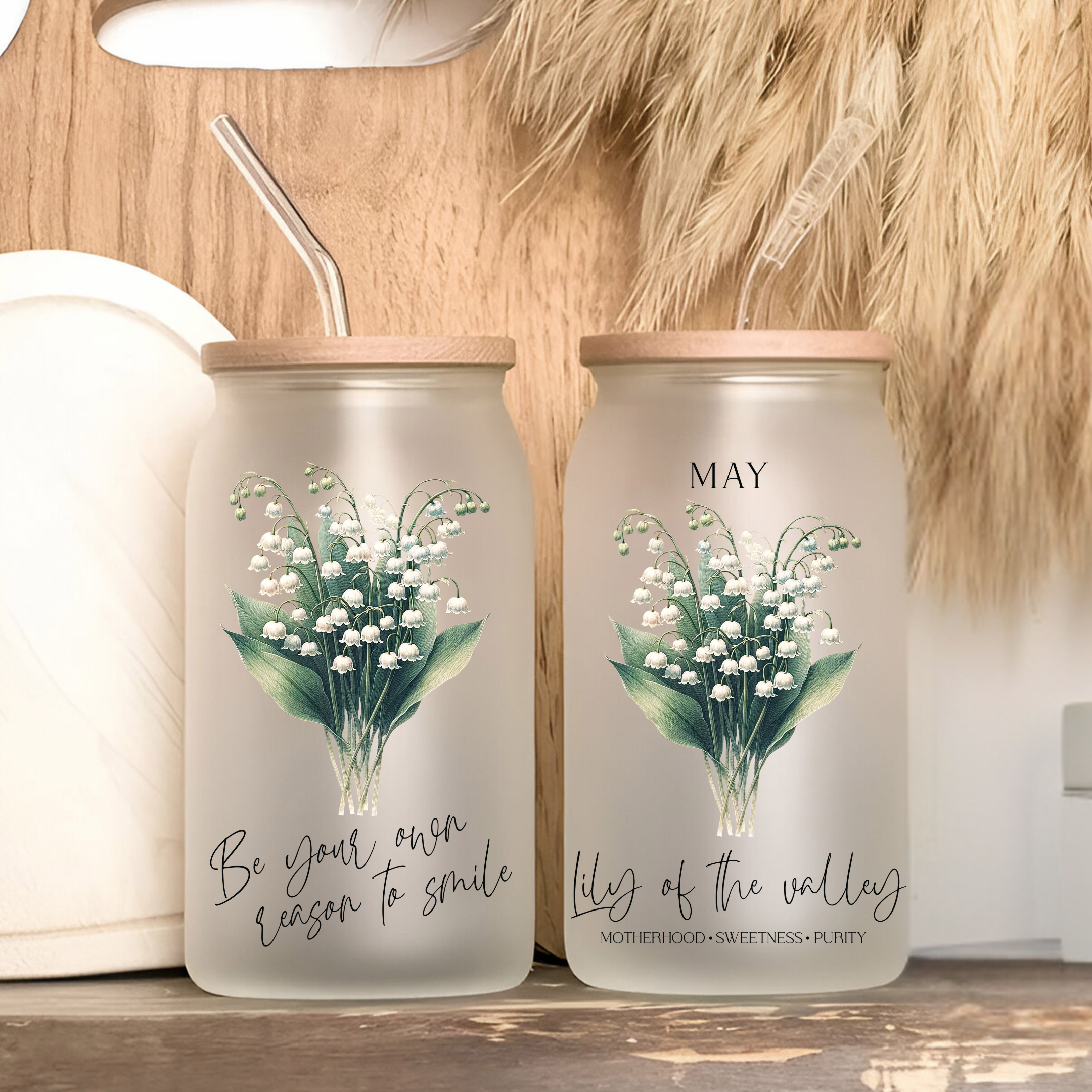 May Birth Flower Affirmation Glass Cup Glass Can Tumbler