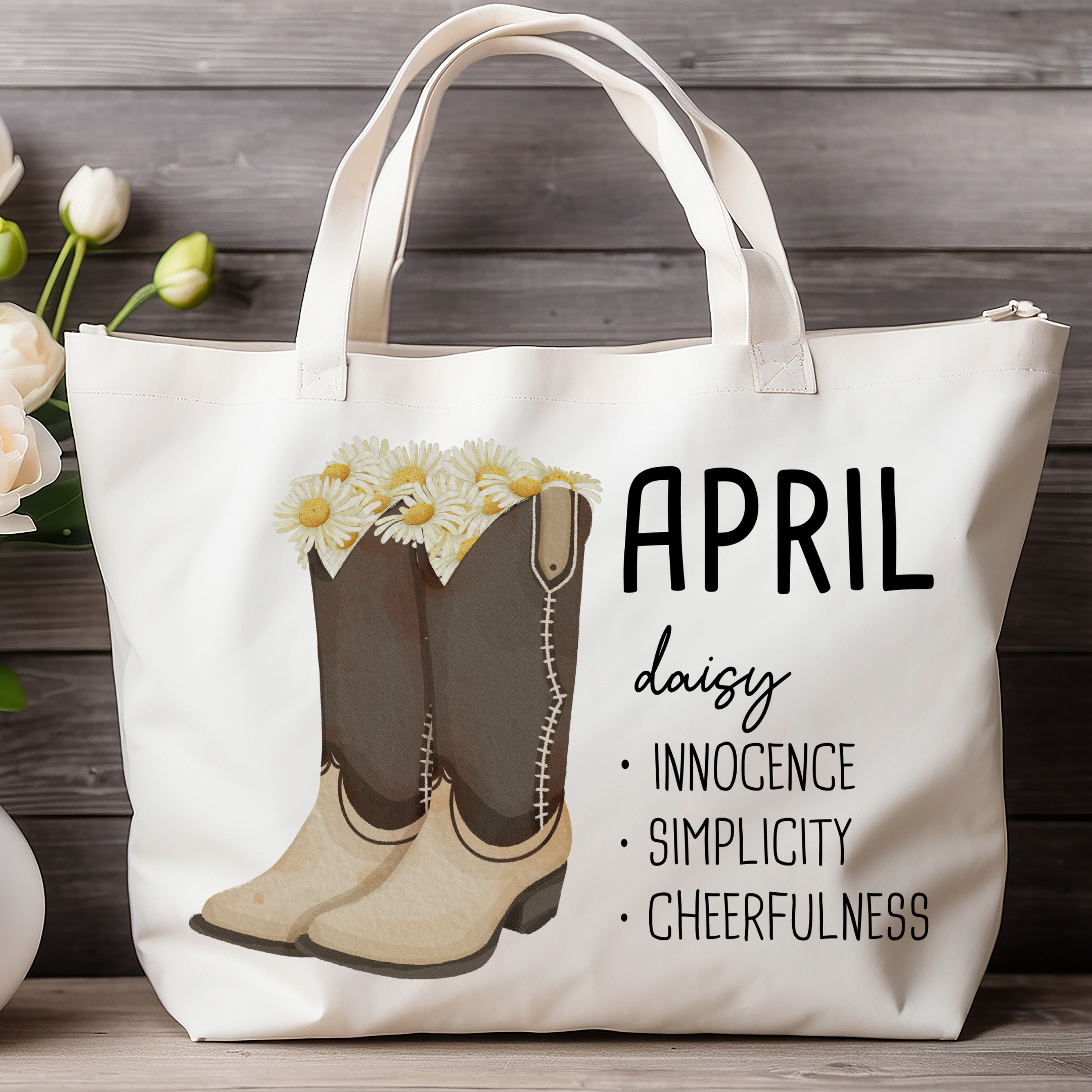April Bloom & Boot Tote Bag Tote Bag