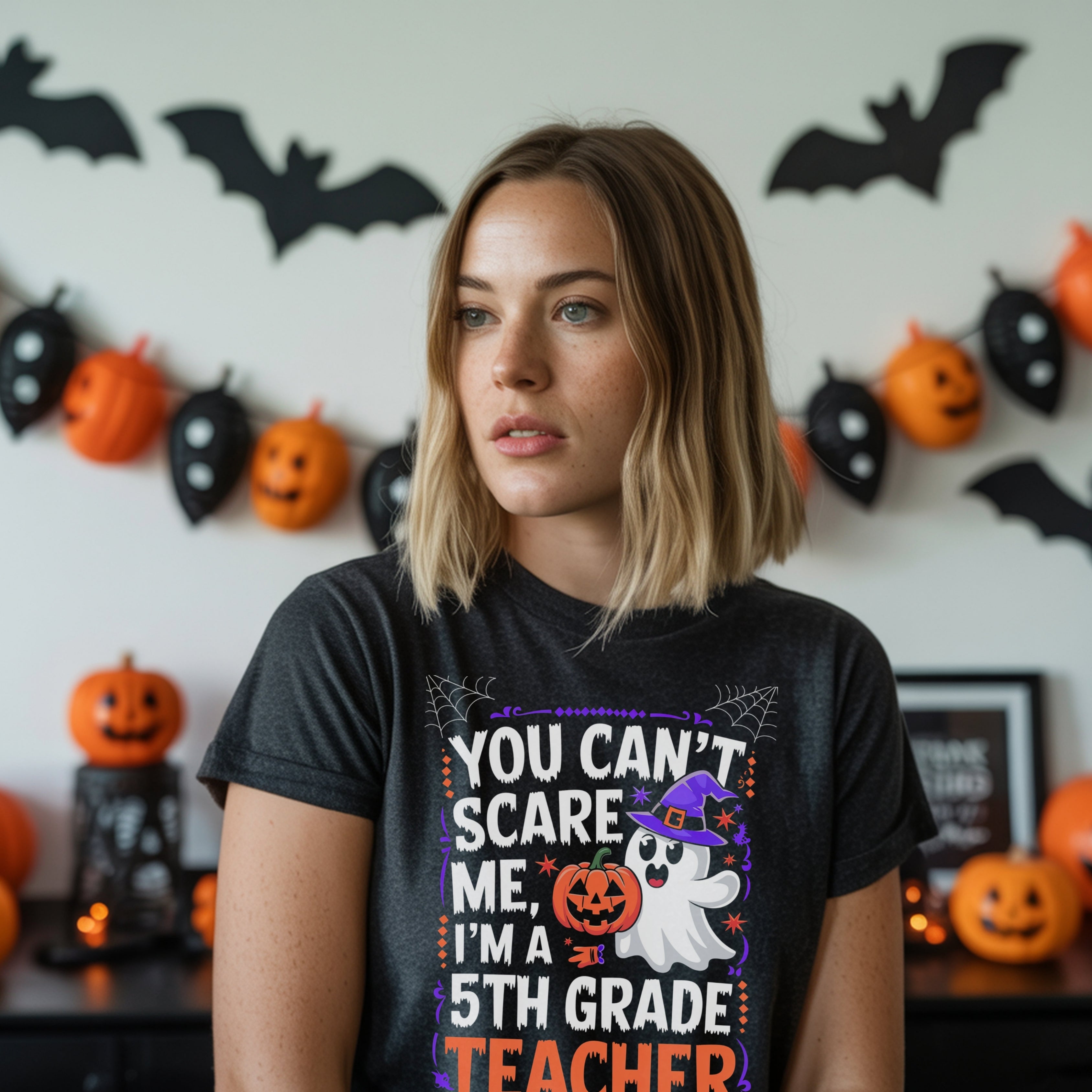 You Can’t Scare Me Teacher Shirt – Funny Halloween Graphic Tee T-Shirt