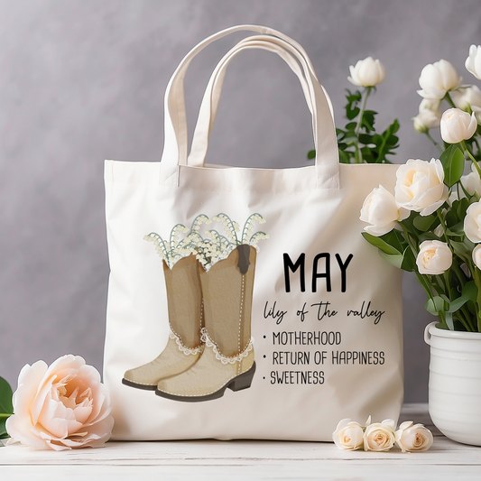 May Bloom & Boot Tote Bag