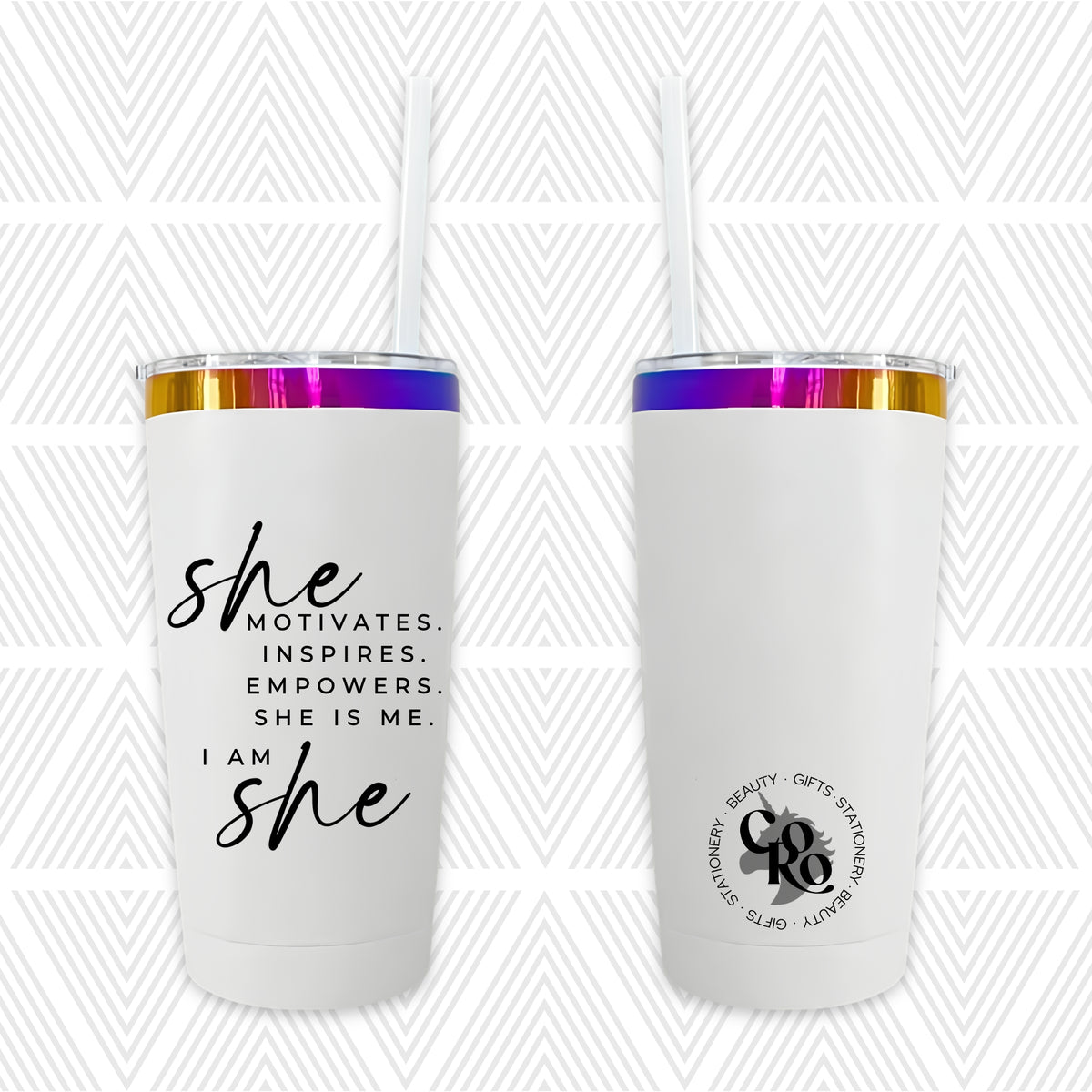 She Motivates 20oz Tapered Tumbler
