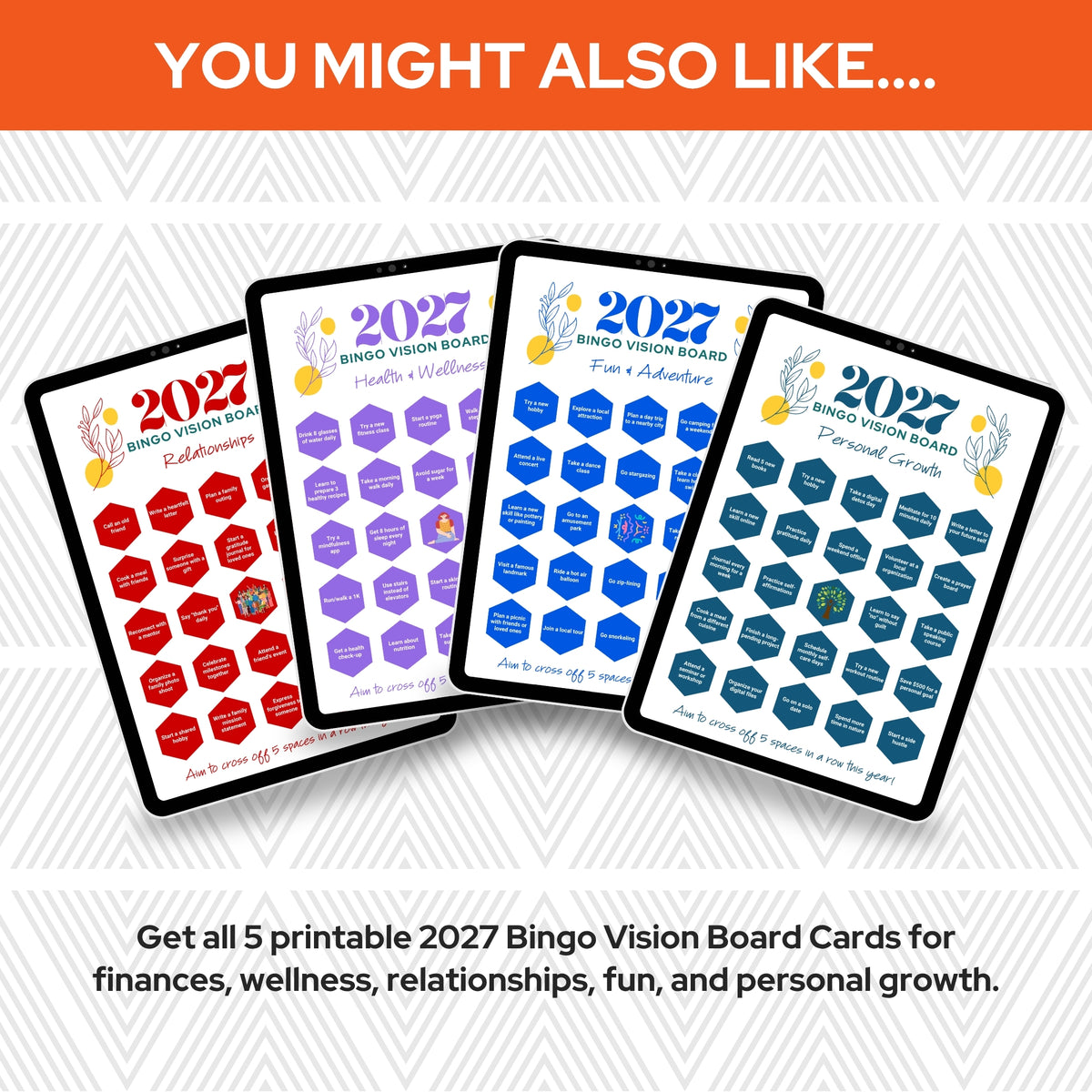 2027 Financial Goals Bingo Vision Board Card