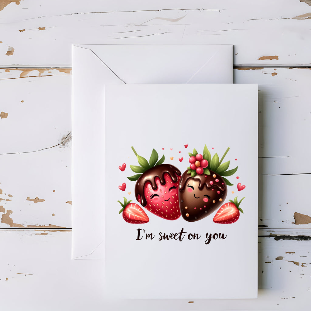 I’m Sweet on You Chocolate Strawberry Greeting Card - 5x7" - CoRo & Company