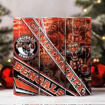 Cincinnati Bengals Skinny Tumbler • 20 oz Stainless Steel • Drinkware Tumbler