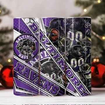 Baltimore Ravens Skinny Tumbler • 20 oz Stainless Steel • Drinkware Tumbler