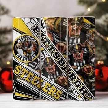 Pittsburgh Steelers Skinny Tumbler • 20 oz Stainless Steel • Drinkware Tumbler