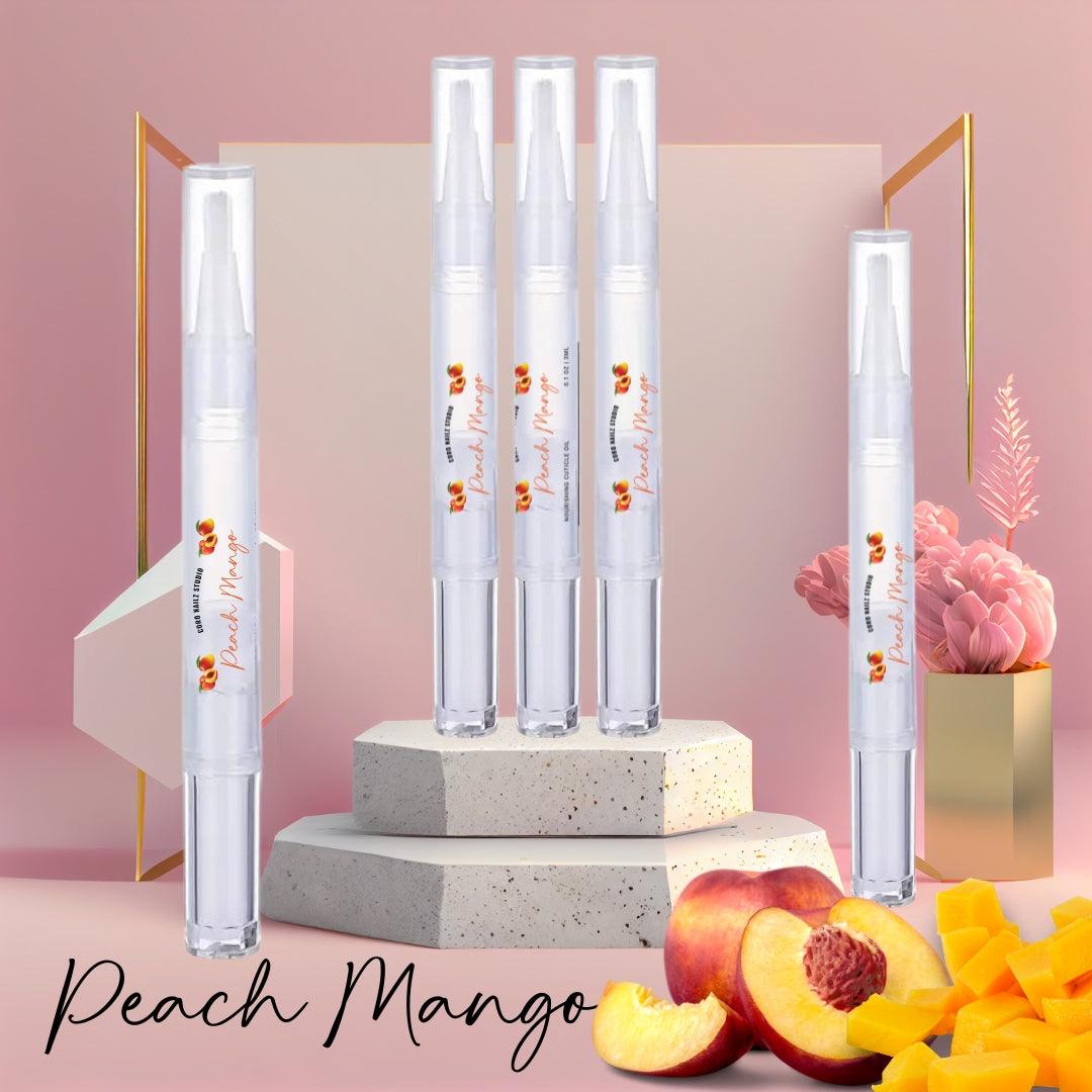 Peach Mango scented cuticle oil pen for strong, healthy nails