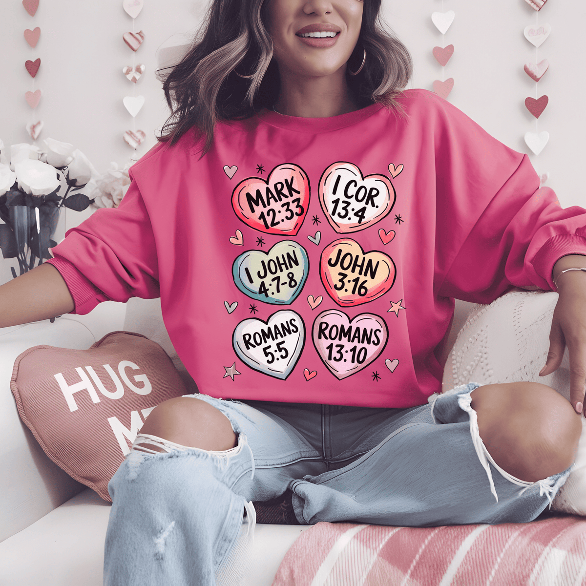 Christian Valentine Sweatshirt Magenta Sweater