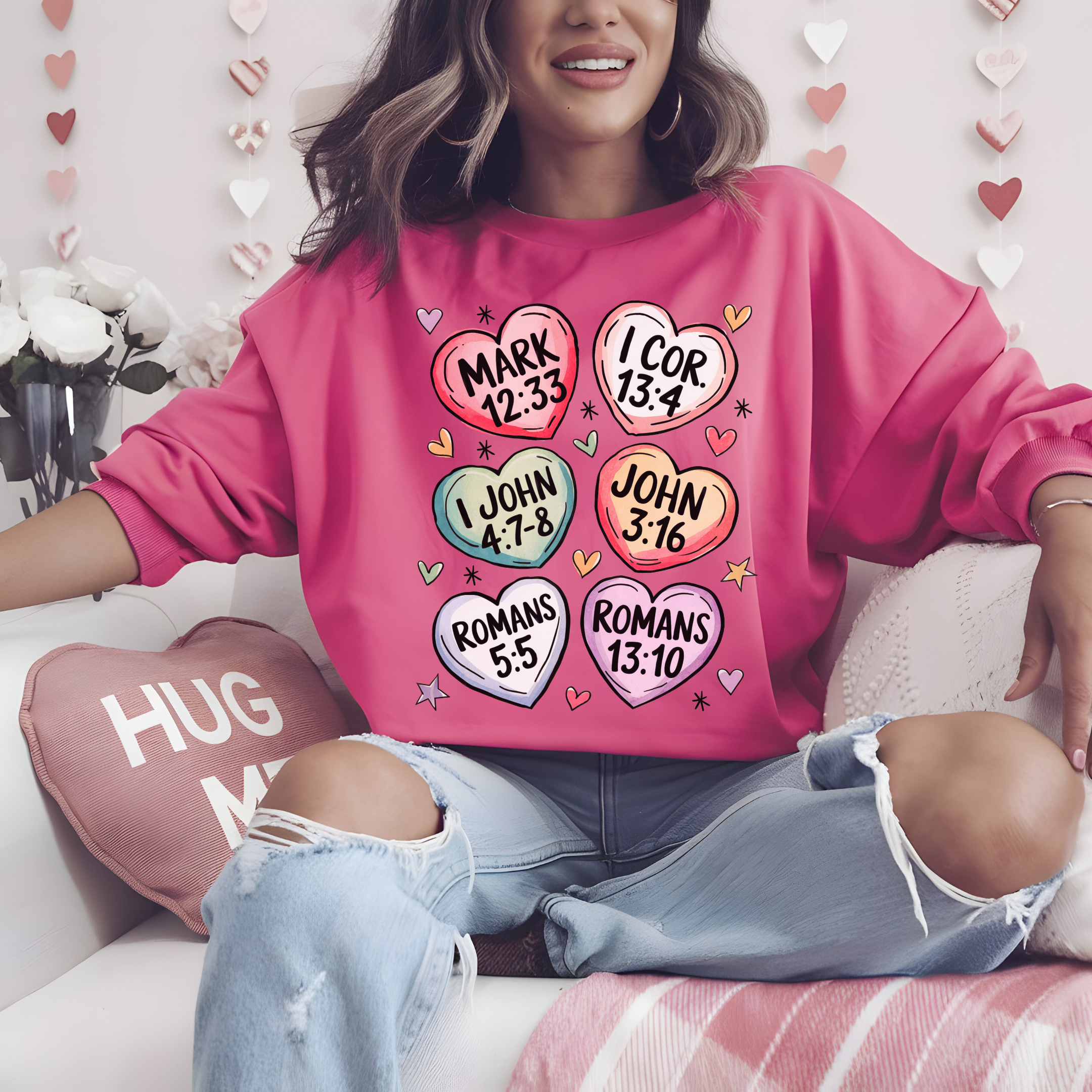 Christian Valentine Sweatshirt Magenta Sweater