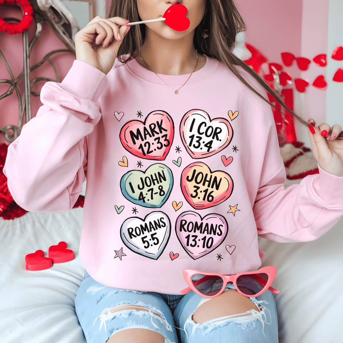 Christian Valentine Sweatshirt Pink Sweater
