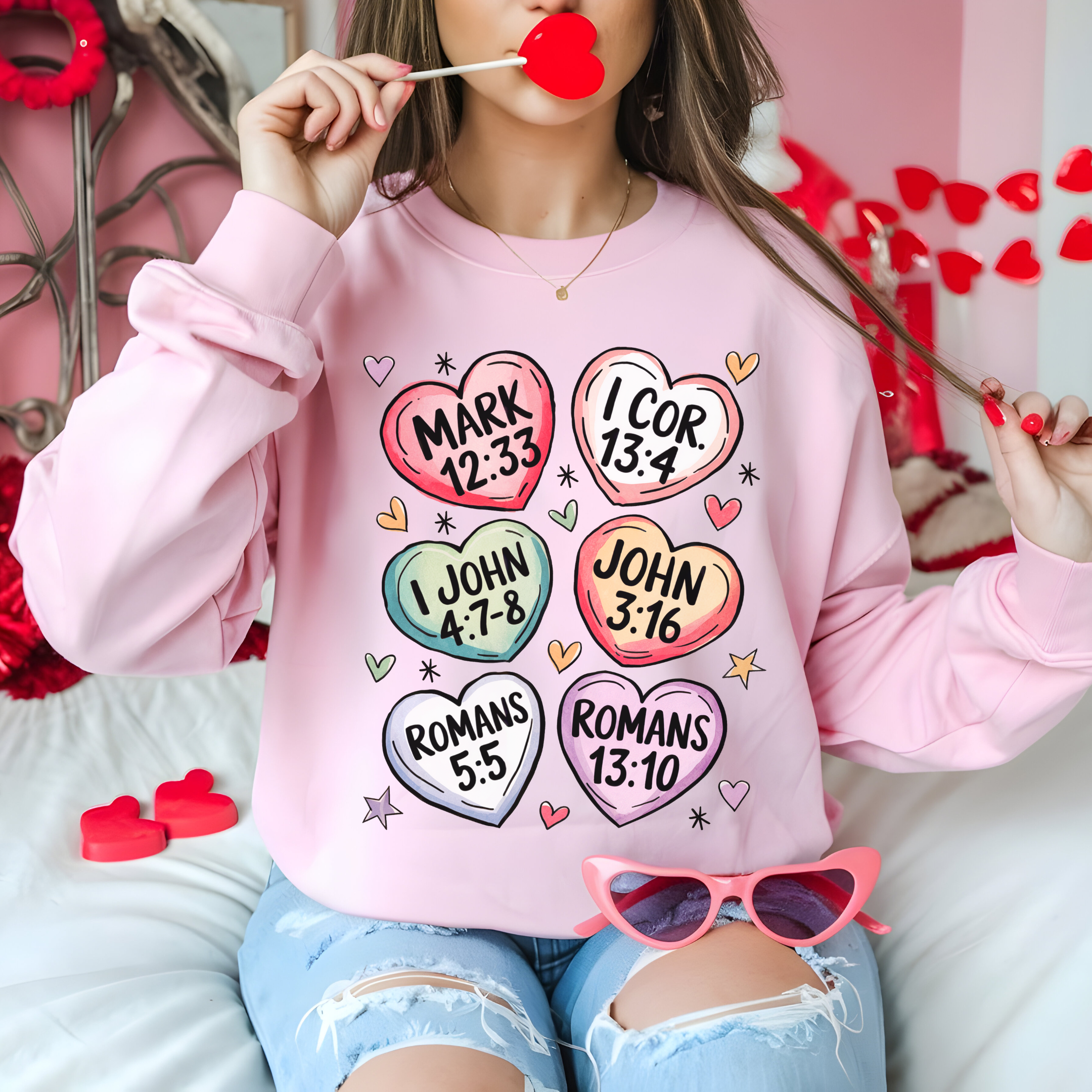 Christian Valentine Sweatshirt Pink Sweater